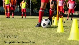  Presentation with soccer fitness - Presentation enhanced with low-section-of-multiracial-male background and a  colored foreground