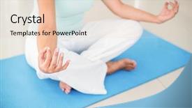  Presentation with pregnant woman in hospital - PPT theme enhanced with low section of pregnant woman sitting in lotus pose on exercise mat at home background and a lemonade colored foreground