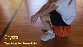  Presentation with basketball court - Audience pleasing PPT theme consisting of low-section-of-schoolgirl-sitting backdrop and a tawny brown colored foreground