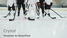 Presentation with ice rink - Cool new slide deck with low-section-of-several-hockey backdrop and a light gray colored foreground