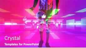  Presentation with beginnings - Slide deck featuring low-section-of-start-text background and a  colored foreground