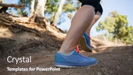  Presentation with boot camp - Audience pleasing presentation consisting of low-section of woman jogging in the boot camp on a sunny day backdrop and a dark gray colored foreground