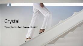  Presentation with upstairs - Beautiful slide set featuring low section of woman moving backdrop and a light gray colored foreground