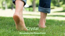  Presentation with grass - Amazing PPT theme having low section of woman walking backdrop and a tawny brown colored foreground