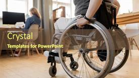  Presentation with wheelchair - Presentation theme enhanced with low-section-of-young-disable background and a tawny brown colored foreground