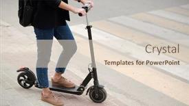  Presentation with electric scooter - Presentation theme consisting of low-section-of-young-female background and a lemonade colored foreground