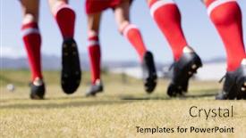  Presentation with football players field - Presentation theme consisting of low-section-rear-view background and a  colored foreground