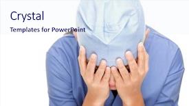  Presentation with asian doctor - Colorful presentation design enhanced with low self esteem - crying unhappy upset medical nurse backdrop and a sky blue colored foreground