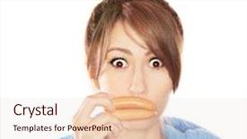  Presentation with self esteem - PPT layouts having low self esteem - woman with sausages simulating lip background and a lemonade colored foreground