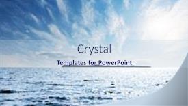  Presentation with sea sun - Slide deck with low sun in blue sky with clouds over dark sea with island background and a light blue colored foreground