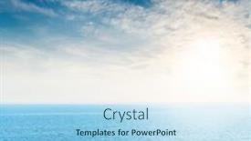  Presentation with sea sun - Theme featuring low-sun-in-white-clouds background and a light blue colored foreground