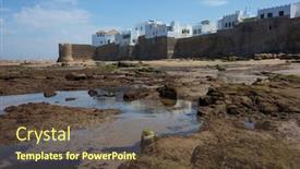  Presentation with tide - PPT layouts consisting of low tide in the atlantic ocen in front of the historical rampart to protect assilah morocco background and a tawny brown colored foreground