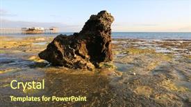  Presentation with tide - PPT theme enhanced with low tide on ocean shore background and a tawny brown colored foreground