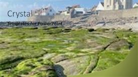  Presentation with tide - Presentation having low-tide-stones-covered background and a light blue colored foreground