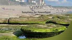  Presentation with tide - PPT theme featuring low-tide-stones-covered background and a light blue colored foreground