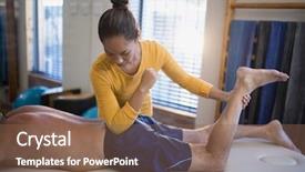  Presentation with female hospital patient - Cool new presentation theme with low treatment - young female therapist massaging buttocks backdrop and a violet colored foreground