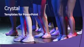  Presentation with group - Audience pleasing PPT theme consisting of unrecognizable dancers performing on stage backdrop and a navy blue colored foreground