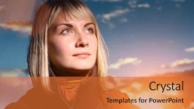  Presentation with sky blue - Beautiful PPT theme featuring low vision - beautiful blond girl over blue backdrop and a red colored foreground