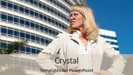  Presentation with business vision - Presentation theme consisting of low vision - beautiful business woman at modern background and a lemonade colored foreground