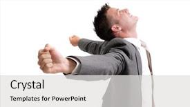  Presentation with successful - Amazing slides having low vision - ecstatic young successful businessman backdrop and a light gray colored foreground