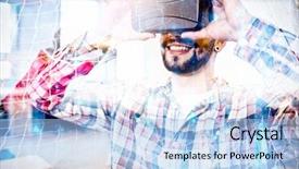  Presentation with save water concept saving - PPT theme featuring low vision - goalkeeper in red making background and a light blue colored foreground