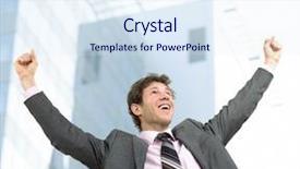  Presentation with celebrate office success - Presentation theme enhanced with low vision - happy businessman celebrating success outdoor background and a sky blue colored foreground