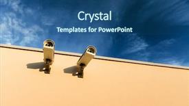  Presentation with cameras - Presentation theme with low vision - security video cameras background and a  colored foreground