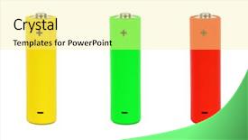  Presentation with batteries - Amazing slide deck having low voltage - batteries isolated on white background backdrop and a blonde colored foreground