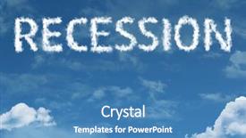  Presentation with cost - Slide deck featuring lower cost - recession cloud word background and a teal colored foreground