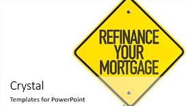  Presentation with scroll paper isolated on white - Slide set featuring lower cost - refinance your mortgage sign isolated background and a white colored foreground