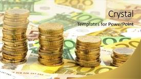  Presentation with declining - Amazing presentation theme having lower cost - stacking coins declining curve backdrop and a  colored foreground