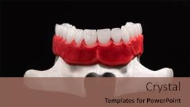  Presentation with black dental - PPT theme with lower-human-jaw-with-teeth background and a violet colored foreground