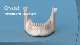  Presentation with human anatomy - Presentation design featuring lower-human-jaw-with-teeth background and a teal colored foreground