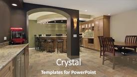  Presentation with chairs - Presentation theme featuring lower level basement with bar background and a coral colored foreground