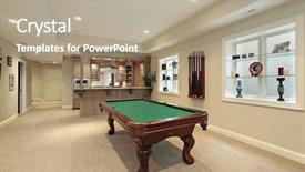  Presentation with low level laser - Slide deck having lower level with pool table background and a coral colored foreground