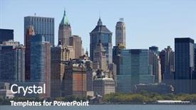  Presentation with new york university - Presentation theme having lower manhattan and new york background and a ocean colored foreground