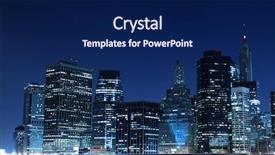  Presentation with new york night - PPT theme enhanced with lower manhattan skyline at night background and a navy blue colored foreground
