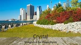  Presentation with brooklyn - Amazing presentation theme having lower manhattan skyline view from brooklyn bridge park in new york city backdrop and a gold colored foreground