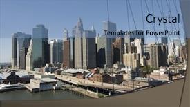  Presentation with brooklyn - Cool new slide set with lower manhattan taken from the brooklyn bridge backdrop and a teal colored foreground