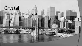  Presentation with brooklyn bridge - Slides consisting of lower manhattan view in early background and a light gray colored foreground