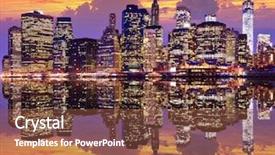  Presentation with manhattan - Colorful presentation theme enhanced with lower manhattan with dramatic skyline backdrop and a tawny brown colored foreground