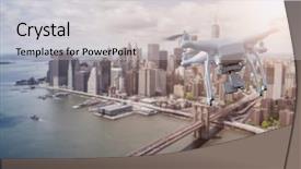  Presentation with new york city - PPT theme with lower manhatten new york city background and a light gray colored foreground