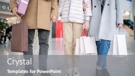  Presentation with family shopping - Audience pleasing slide set consisting of casual family of three backdrop and a gray colored foreground