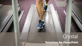  Presentation with running treadmill - Amazing theme having lower section of man running on treadmill at the gym backdrop and a gray colored foreground