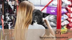  Presentation with pet students - Slides with loyal - woman carrying french bulldog background and a coral colored foreground