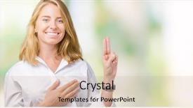  Presentation with chest - Beautiful PPT layouts featuring eloyalty - beautiful young business woman backdrop and a soft green colored foreground