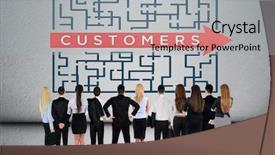  Presentation with meet work team - Slide set enhanced with loyalty success - customers word maze and business background and a light gray colored foreground