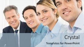  Presentation with smiling kids at summer camp - Presentation theme with loyalty success - portrait of smiling businesspeople looking background and a light blue colored foreground