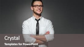  Presentation with glasses - PPT layouts having loyalty success - smiling young businessman in glasses background and a gray colored foreground