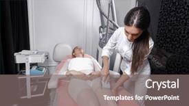  Presentation with beauty salon - PPT theme having lpg - young doctor applying lipo massage background and a gray colored foreground